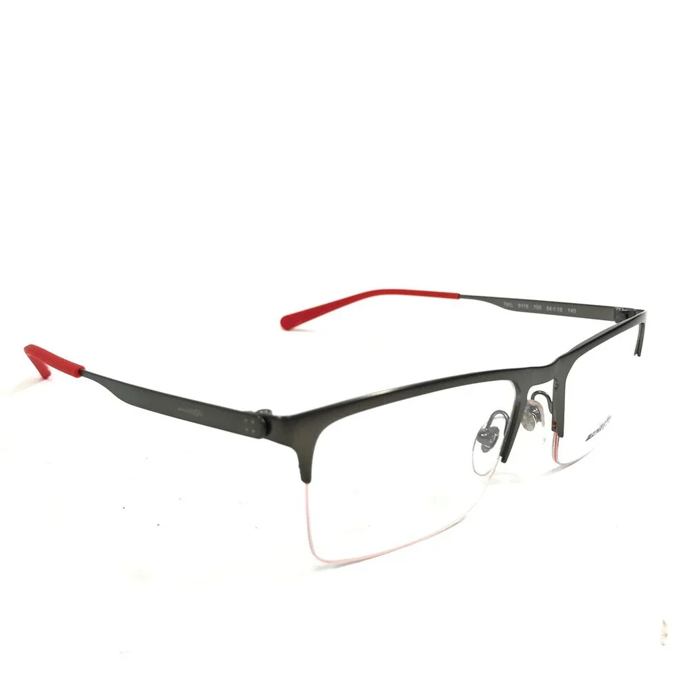 Arnette Eyeglasses Frames TAIL 6118 700 Gray Red Square Half Rim 54-18-140